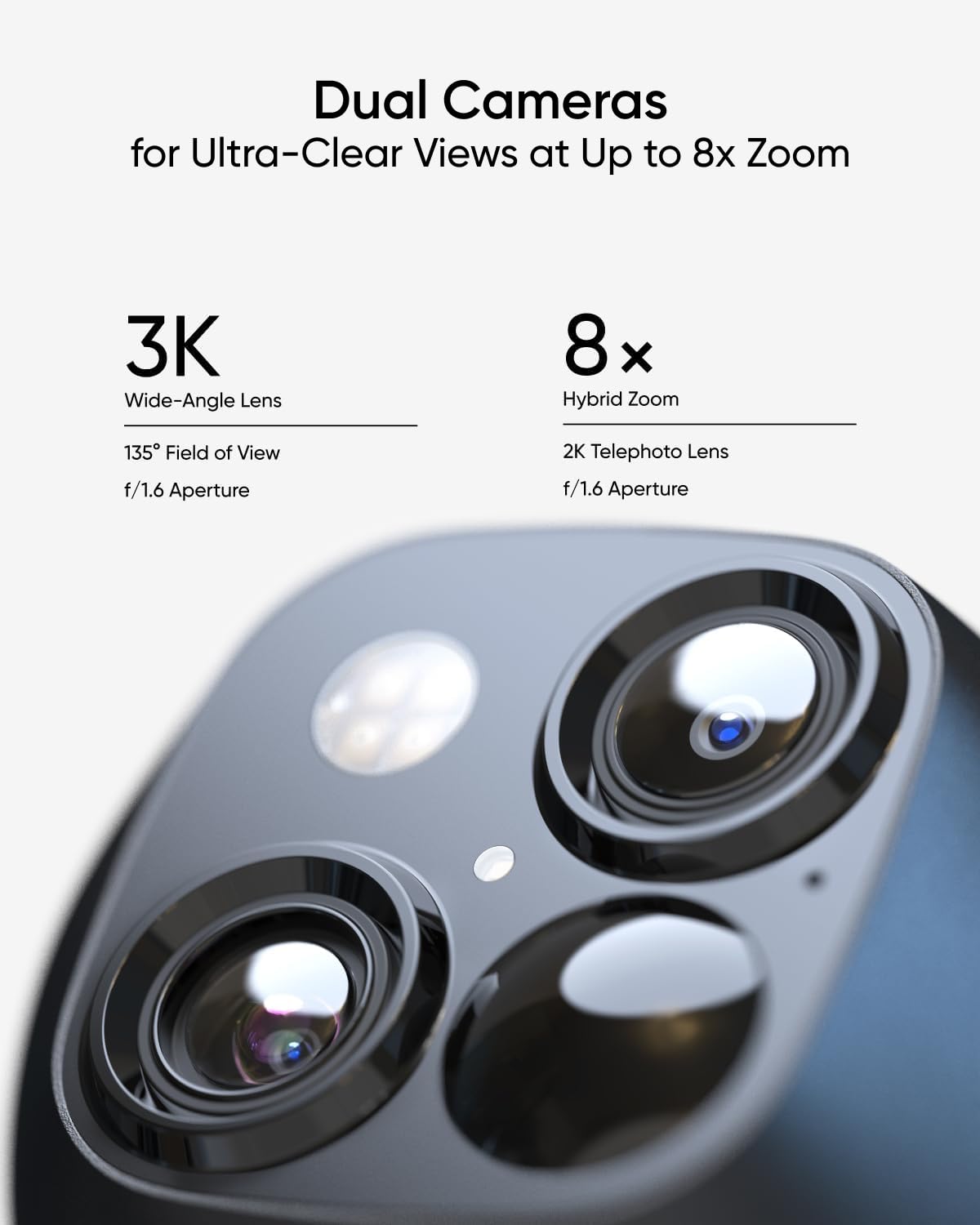 eufy Security SoloCam S340 Dual Cameras Solar Security Camera Outdoor Wireless, 3K Home Security Camera, 360° Surveillance, No Blind Spots, 2.4 GHz Wi-Fi, HomeBase S380 Compatible, No Monthly Fee
