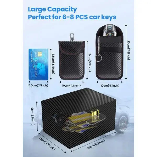 Faraday Box for Car Keys & 2 Pack Faraday Pouch, Keyless Car Key Signal Blocking Box