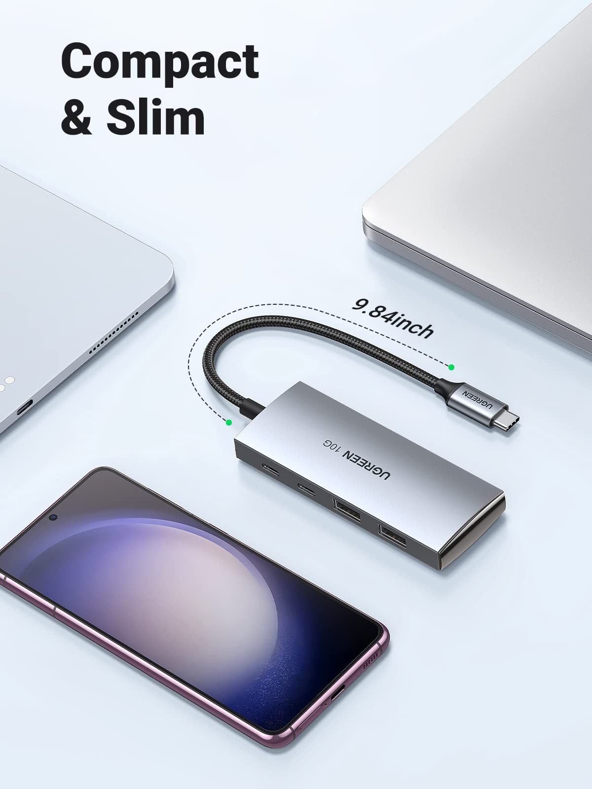 mousebows USB-C Hub 4-Port USB 3.2 10Gbps Data Hub with 2 USB-C & 2 USB-A