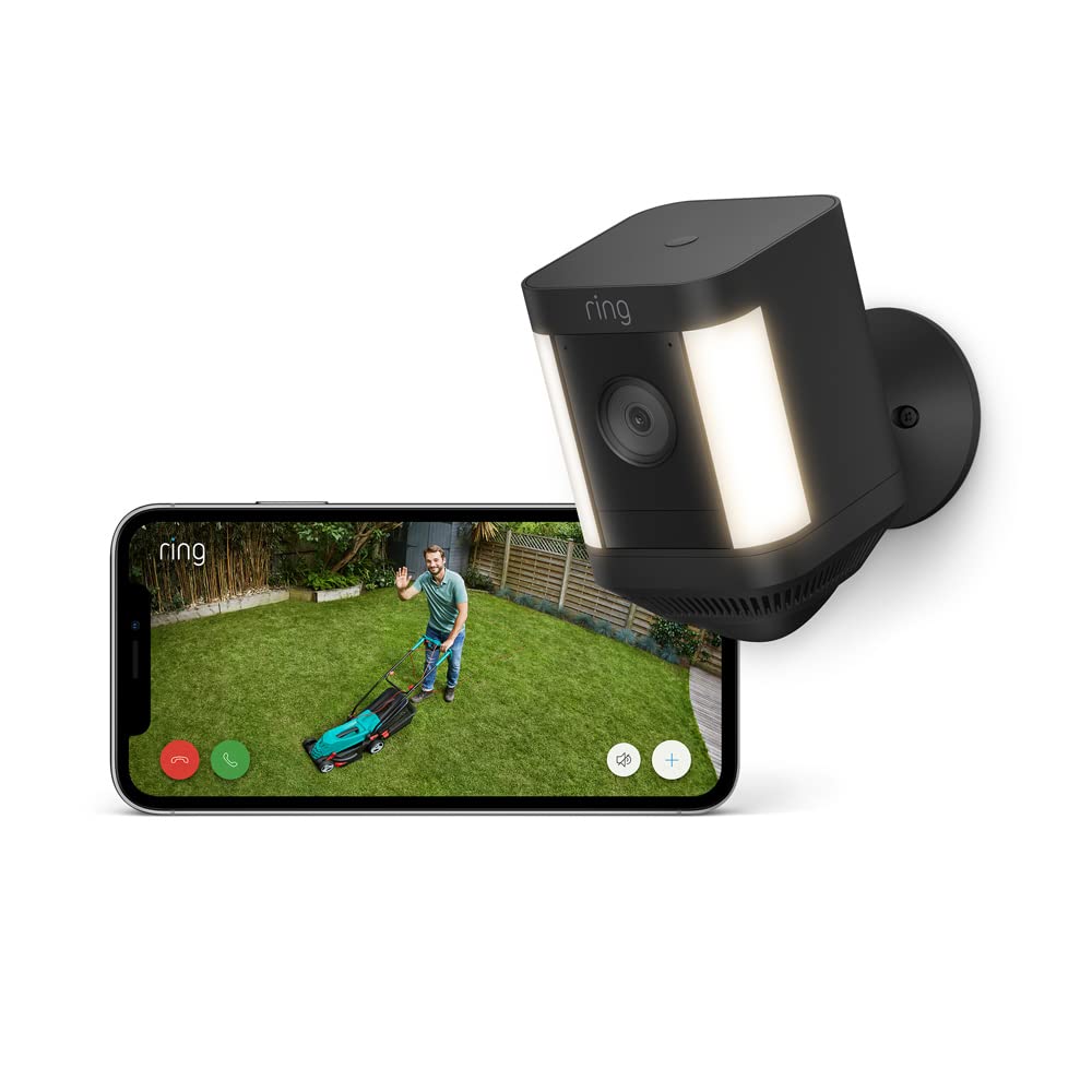 Ring Spotlight Cam Plus Battery | Wireless outdoor Security Camera 1080p HD Video, Two-Way Talk, LED Spotlights, Siren, alternative to CCTV system | 30-day free trial of Ring Home