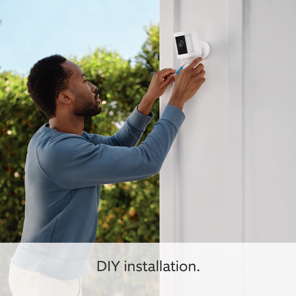 Ring Spotlight Cam Plus Battery | Wireless outdoor Security Camera 1080p HD Video, Two-Way Talk, LED Spotlights, Siren, alternative to CCTV system | 30-day free trial of Ring Home