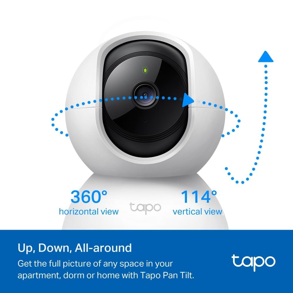 Tapo Wifi Indoor Camera, 2K 3MP Full HD Baby Camera, 360° Security Wireless Pet Camera, Night Vision, Work with Alexa & Google Home, 2 Pack(Tapo C210P2) (Package may vary)