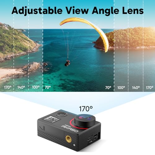 AKASO V50 Elite Action Camera + 64GB microSD Memory Card - 4K/60fps Touch Screen WiFi Action Camera Voice Control EIS 40m Waterproof Camera Adjustable View Angle 8X Zoom Camera with Accessories Kit