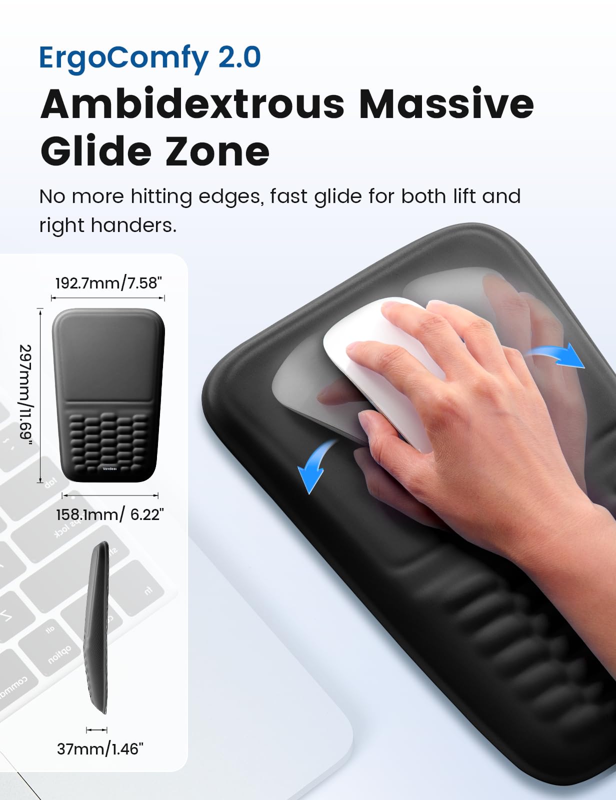 Vaydeer Ergonomic Mouse Pad with Wrist Rest – Memory Foam Mouse Pad with Wrist Support & Massage Bulge, Non-Slip PU Base, Relieves Carpal Tunnel Pain – Ideal Mouse Wrist Rest for Office & Home