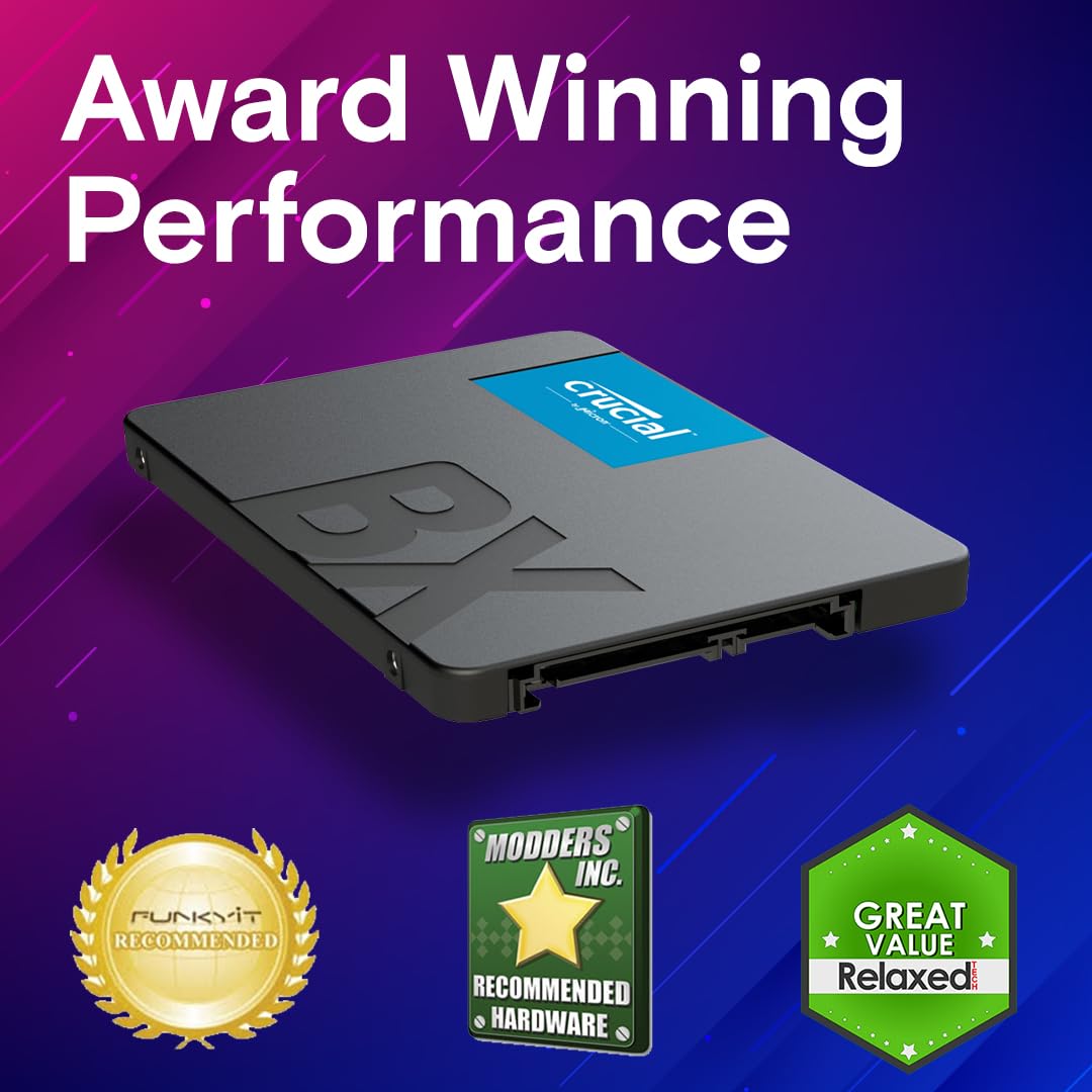 Crucial BX500 SATA SSD 1TB, 2.5" Internal SSD, Up to 540MB/s, Laptop and Desktop (PC) Compatible, 3D NAND, Dynamic Write Acceleration, Solid State Drive - CT1000BX500SSD101