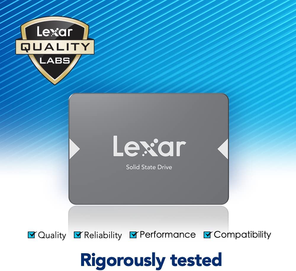Lexar NS100 2.5” SATA III 6Gb/s Internal 512GB SSD, Solid State Drive, Up To 550MB/s Read, for Laptop, Desktop Computer/PC (LNS100-512AMZN)