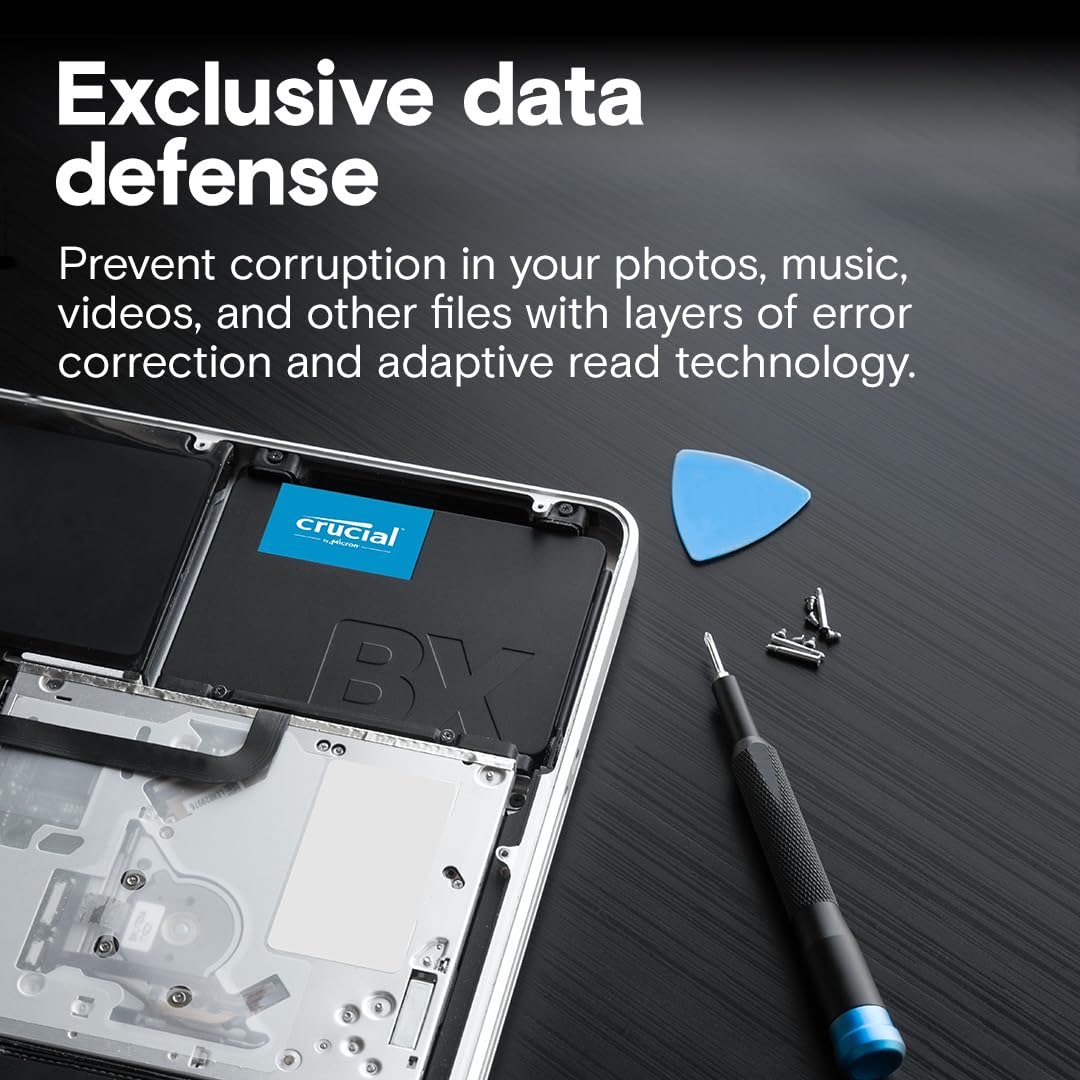 Crucial BX500 SATA SSD 1TB, 2.5" Internal SSD, Up to 540MB/s, Laptop and Desktop (PC) Compatible, 3D NAND, Dynamic Write Acceleration, Solid State Drive - CT1000BX500SSD101