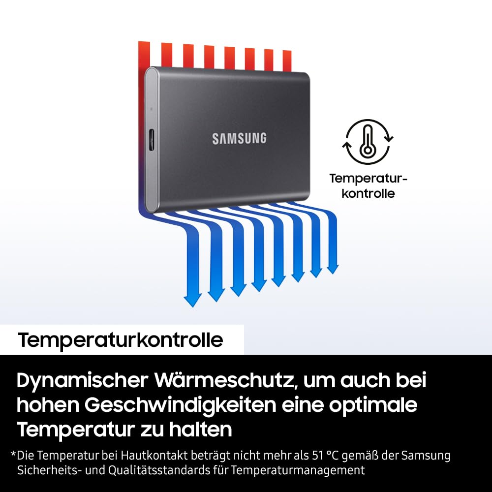 Samsung T7 Portable SSD - 1 TB - USB 3.2 Gen.2 External SSD Titanium Grey (MU-PC1T0T/WW)