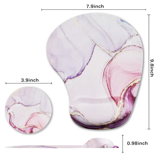 ARTSO Ergonomic Mouse Pad with Wrist Support Gel Mouse Pad Wrist Rest, Non-Slip PU Base Comfortable Mousepad for Office Home Working Studying Pain Relief & Easy Typing, Purple Pink Marble