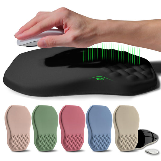 Gleamtide Ergonomic Raised Mouse Pad Wrist Support with Bilateral Slope Memory Foam Mousepad for Wrist Rest and Carpal Tunnel Pain Relief 11.8x7.9〃 Black