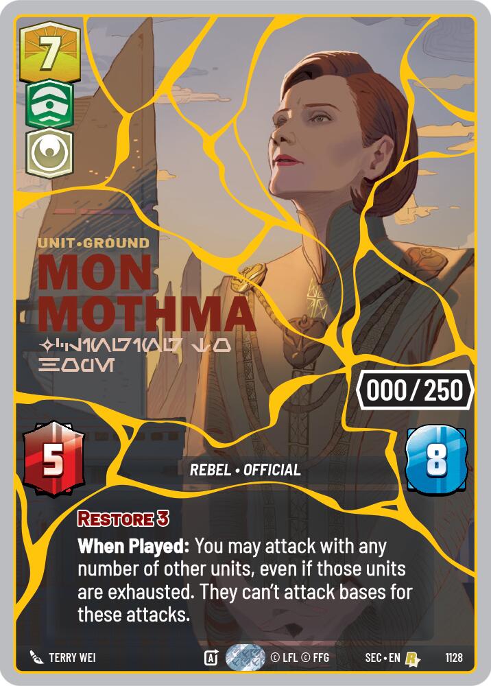 Mon Mothma - Clinging to Hope (1128) (Serialized) (Gold) (1128) [Secrets of Power] - Shop at mousebows