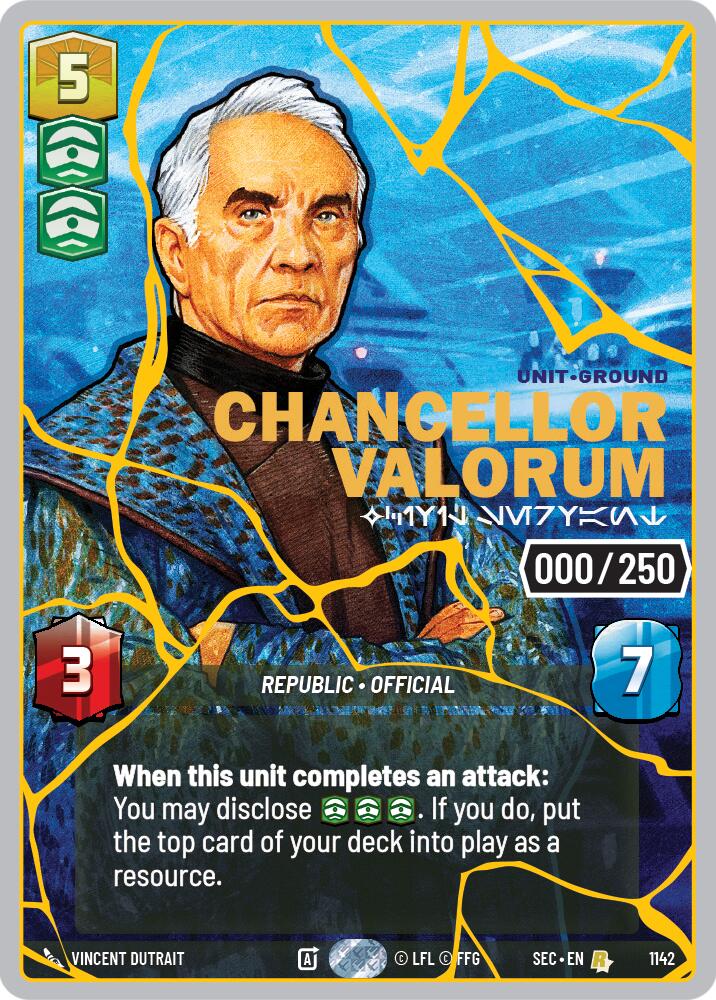 Chancellor Valorum - Civil Servant (1142) (Serialized) (Gold) (1142) [Secrets of Power] - Shop at mousebows