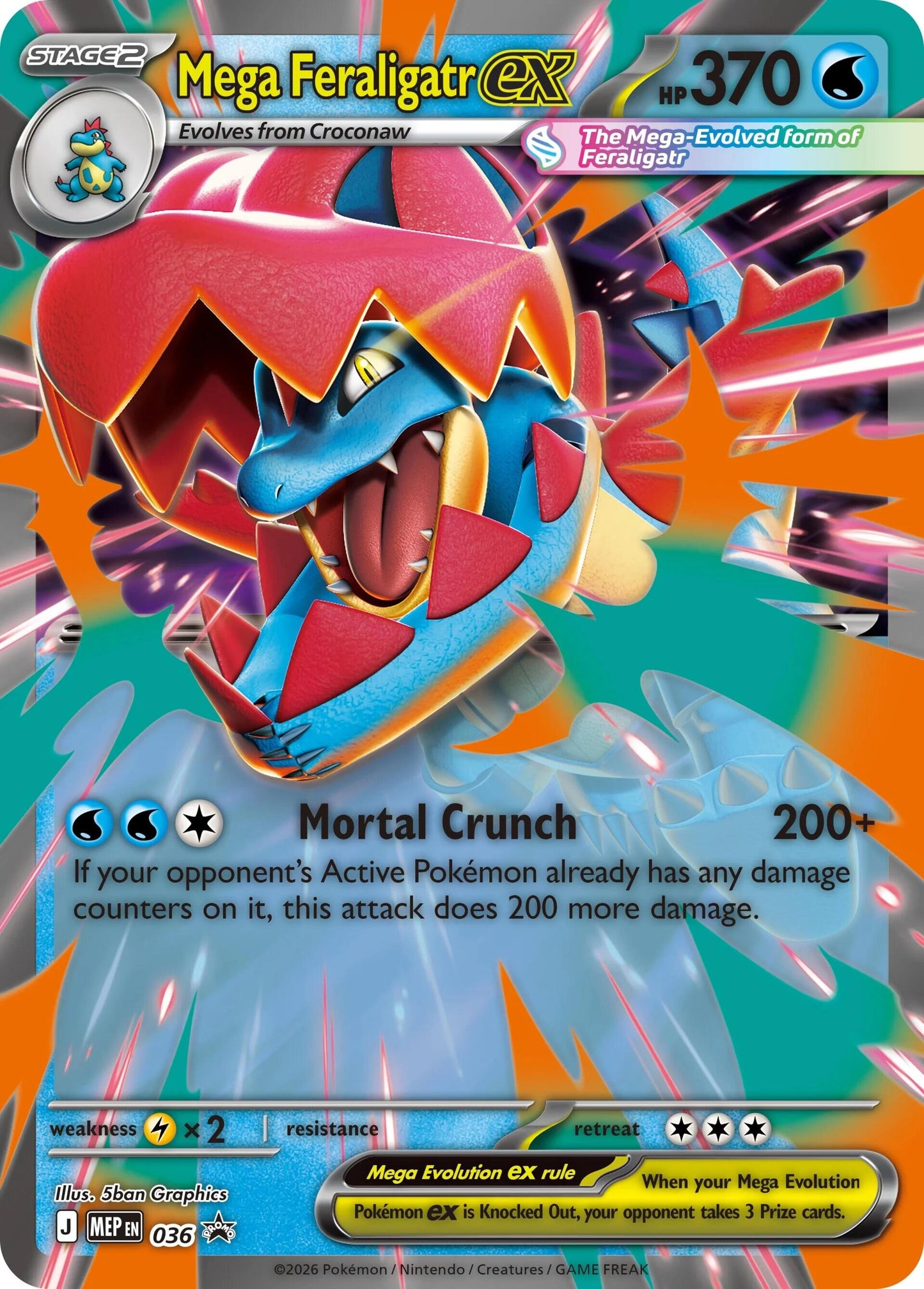 Mega Feraligatr ex (036) (Jumbo) [Mega Evolution Promo] - Shop at mousebows
