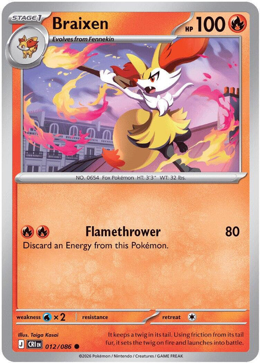 Braixen (012/086) [Mega Evolution: Chaos Rising] - Shop at mousebows
