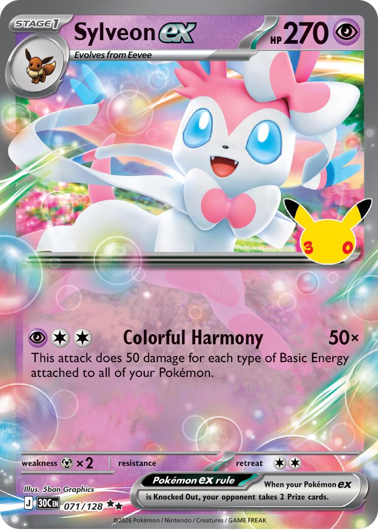 Sylveon ex (071/128) [Mega Evolution: 30th Celebration] - Shop at mousebows