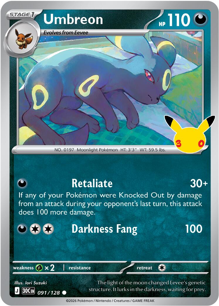 Umbreon (091/128) [Mega Evolution: 30th Celebration] - Shop at mousebows