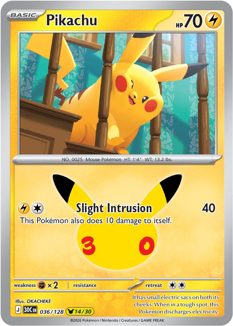 Pikachu (036/128) [Mega Evolution: 30th Celebration] - Shop at mousebows