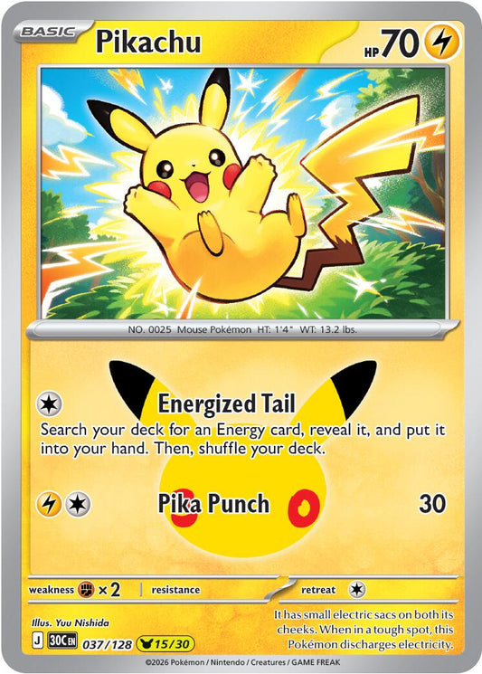 Pikachu (037/128) [Mega Evolution: 30th Celebration] - Shop at mousebows
