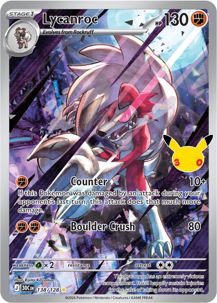 Lycanroc (138/128) [Mega Evolution: 30th Celebration] - Shop at mousebows