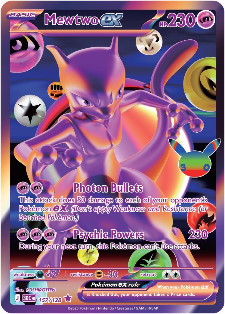 Mewtwo ex (157/128) [Mega Evolution: 30th Celebration] - Shop at mousebows
