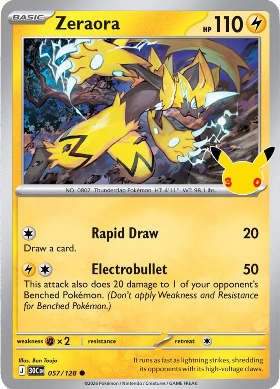 Zeraora (057/128) [Mega Evolution: 30th Celebration] - Shop at mousebows