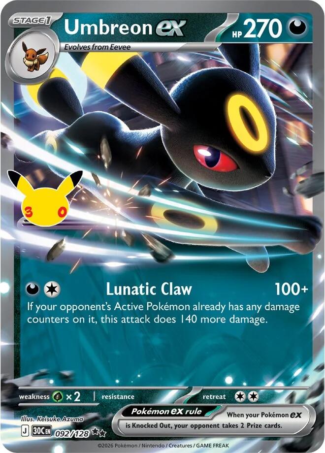 Umbreon ex (092/128) [Mega Evolution: 30th Celebration] - Shop at mousebows