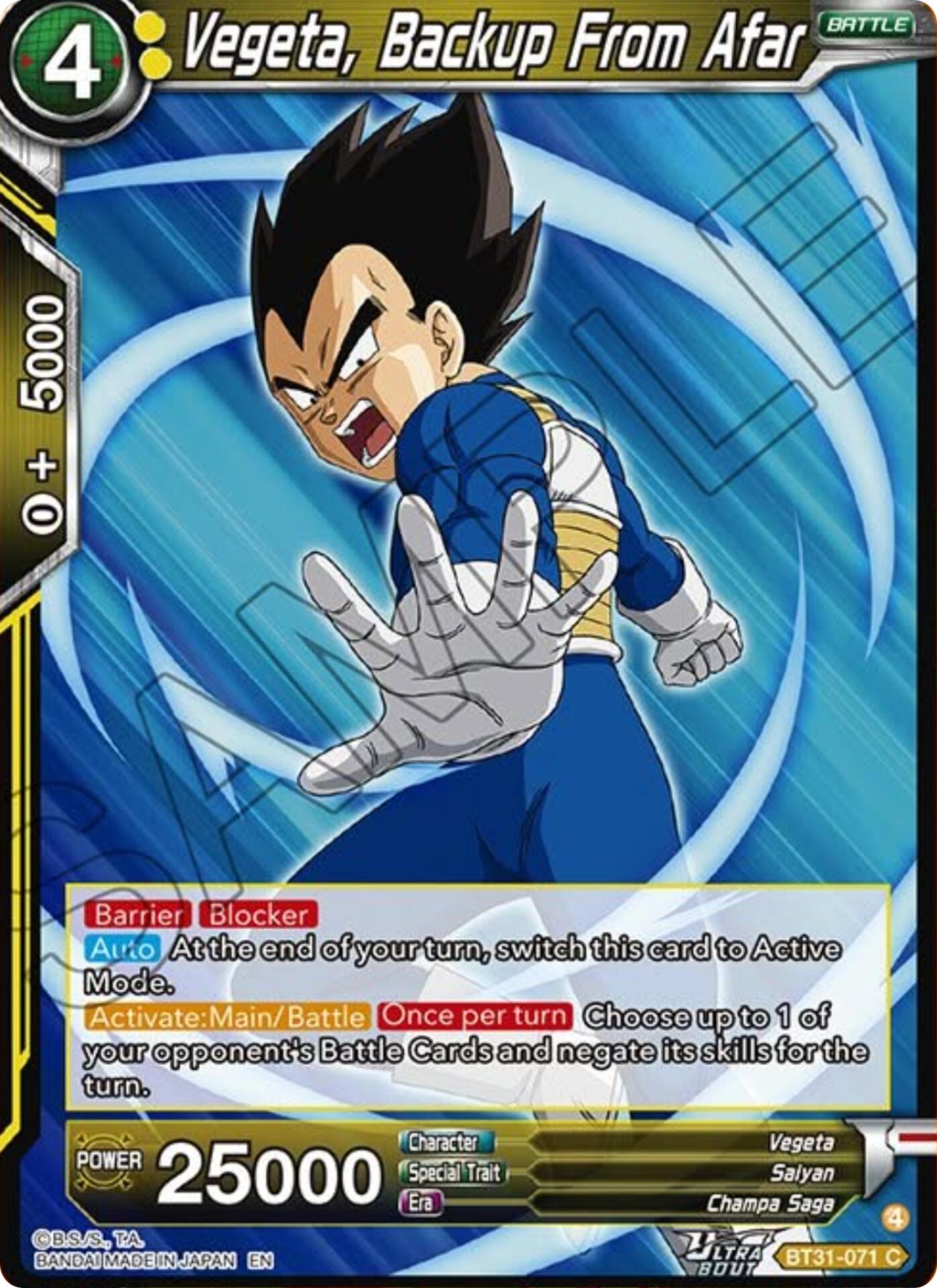 Vegeta, Backup From Afar (BT31-071) [Impact Beyond Dimensions] - Shop at mousebows