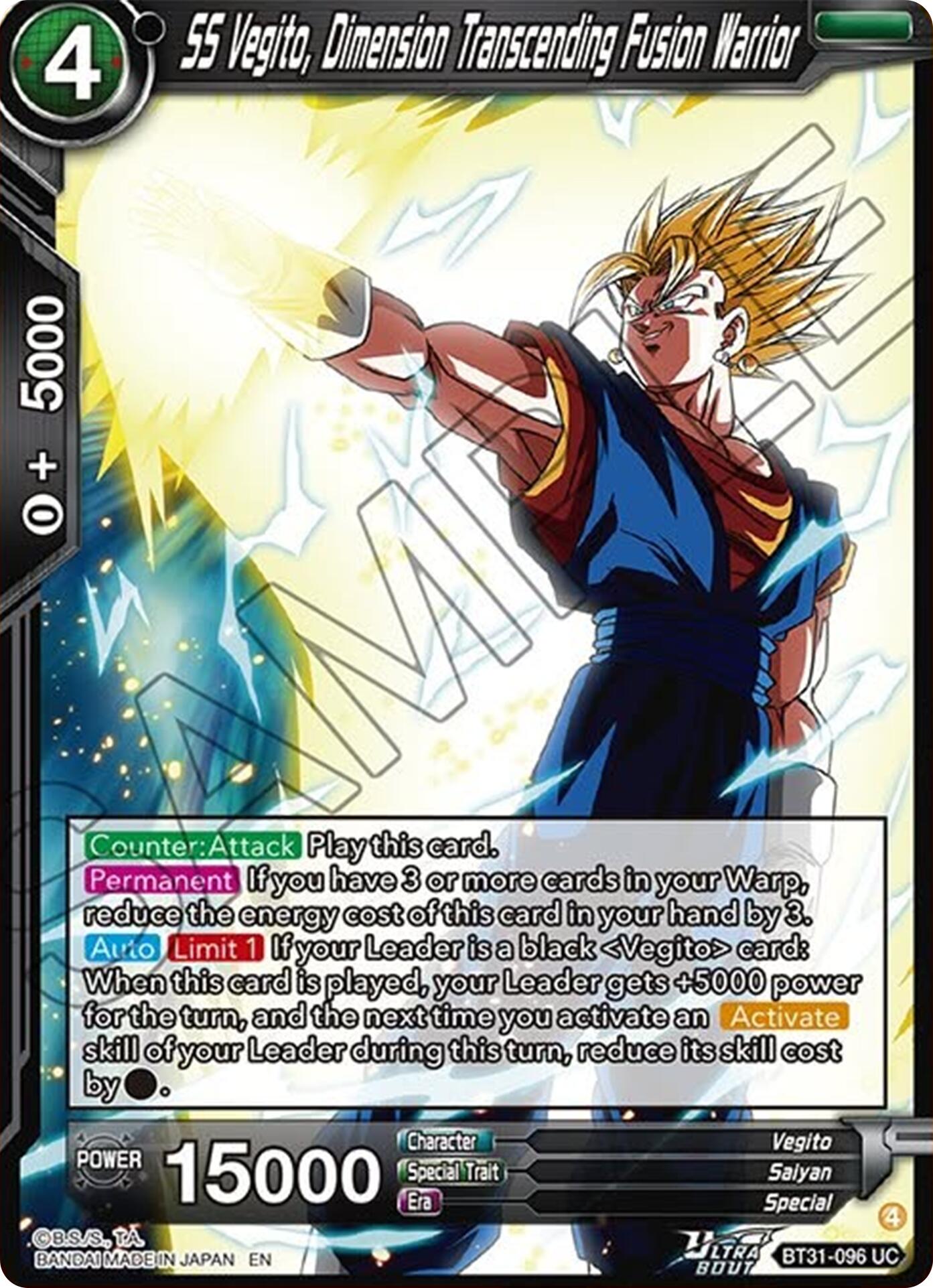 SS Vegito, Dimension Transcending Fusion Warrior (BT31-096) [Impact Beyond Dimensions] - Shop at mousebows