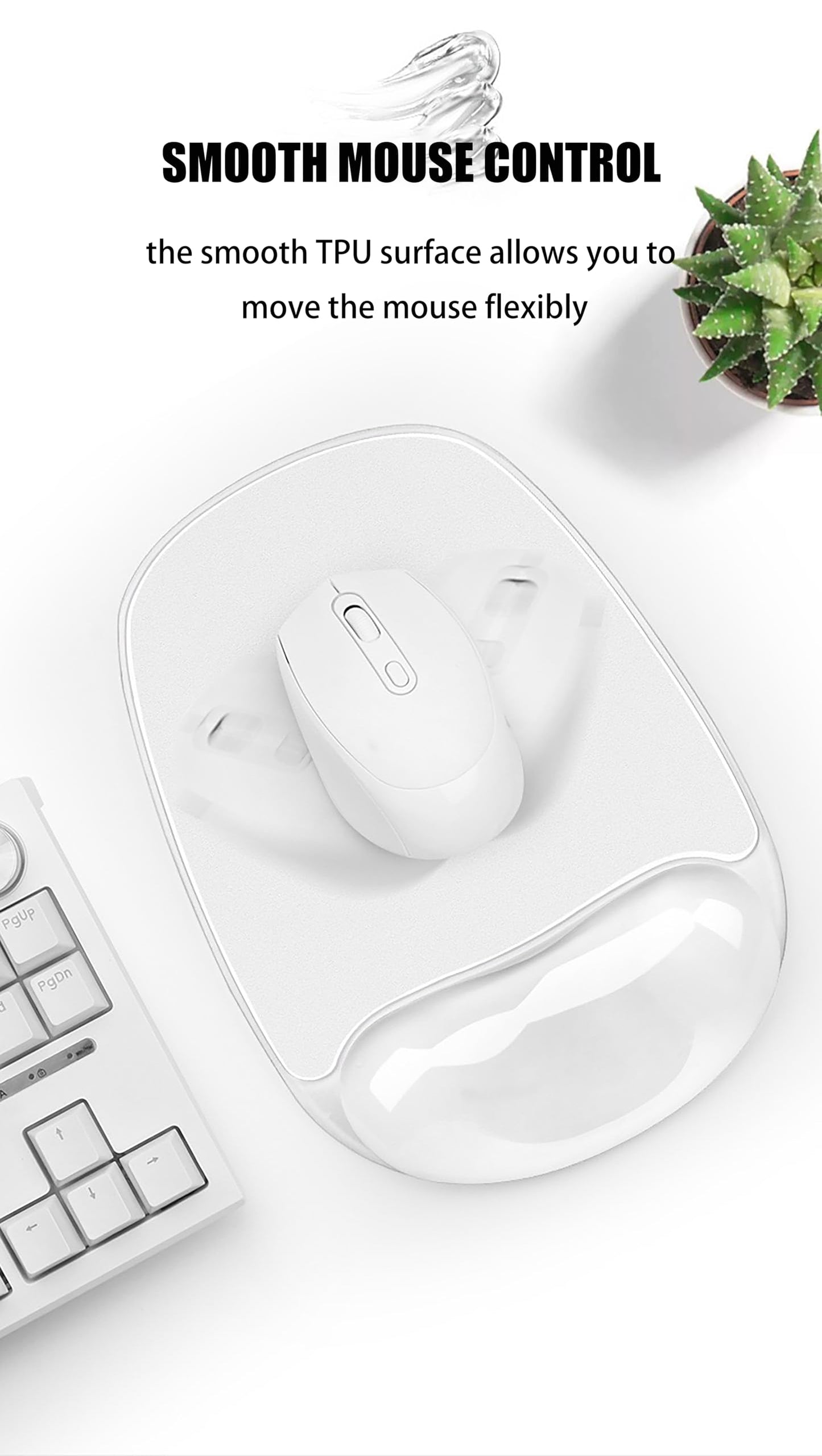 Aszqvd Gel Wrist Rest for Mouse,Ergonomic Mousepad with Clear Cushioned Palm Rest,Gel Mouse Pad with Wrist Support,Small Desk Mat,Office Desk Work Accessories for Women,Carpal Tunnel Relief (A-Clear)