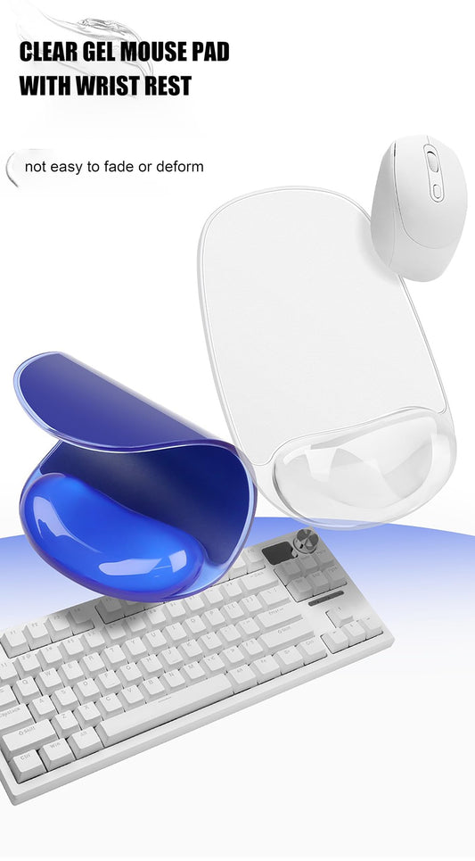 Aszqvd Gel Wrist Rest for Mouse,Ergonomic Mousepad with Clear Cushioned Palm Rest,Gel Mouse Pad with Wrist Support,Small Desk Mat,Office Desk Work Accessories for Women,Carpal Tunnel Relief (A-Clear)