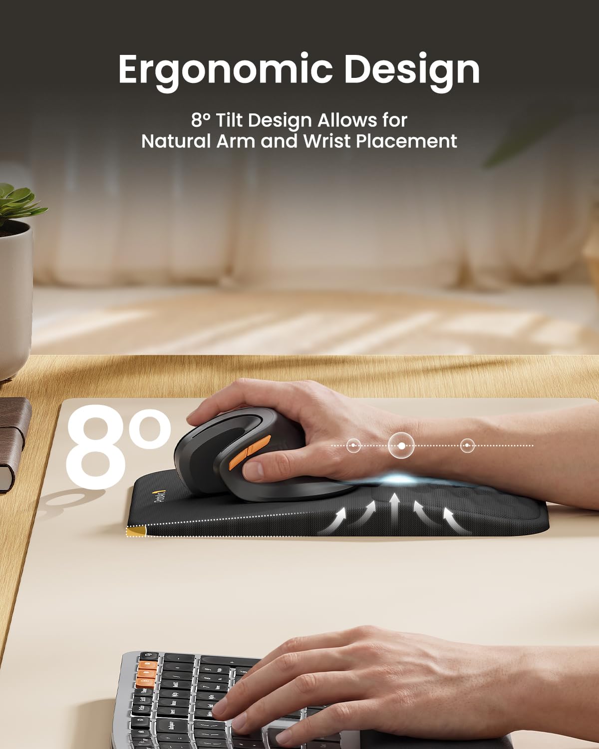 ProtoArc Ergonomic Mouse Pad with Wrist Rest, MP50 Mousepad with Massage Design, Soft Memory Foam and Non-Slip PU Base for Pain Relief, Desk, Home, Office, 12x8 Inches, Black