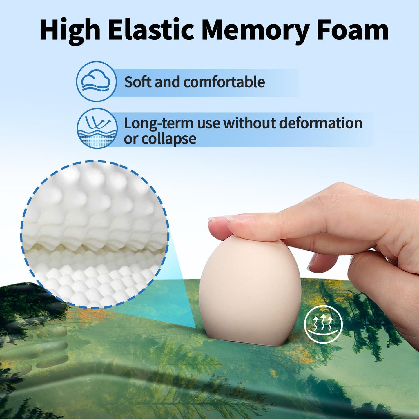 YIWEI Ergonomic Mouse Pad with Wrist Rest - Comfortable Office Mousepad with Memory Foam Wrist Support for Carpal Tunnel Relief, Mouse Pads with Non-Slip Base for Gaming and Home (Forest)