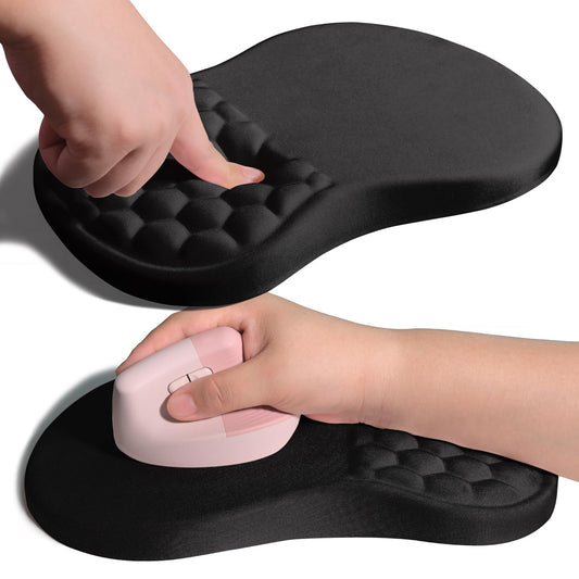 Armanza Ergonomic Joint Wrist Support Mouse Pad with Memory Foam Cushion Massage Bump, Carpal Tunnel Pain Relief Mousepad Slope Design for Wrist Rest, 11.8x7.9 in, Black
