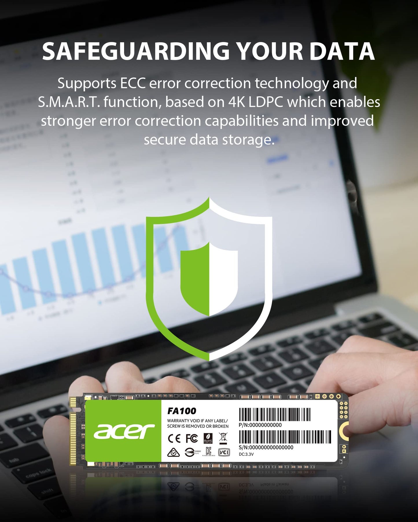 acer FA100 M.2 2280 SSD 1TB: PCIe 3.0 NVMe with HMB & SLC Cache, Up to 3500 MB/s Read Speed, PC Internal Solid State Drive for Laptop & Desktop Upgrade