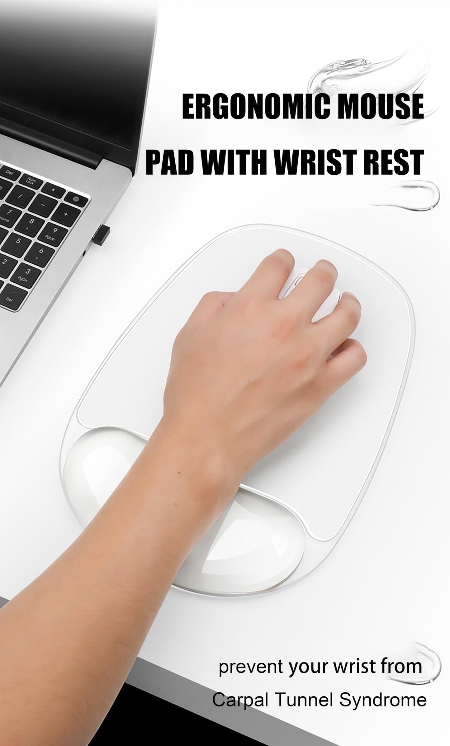 Aszqvd Gel Wrist Rest for Mouse,Ergonomic Mousepad with Clear Cushioned Palm Rest,Gel Mouse Pad with Wrist Support,Small Desk Mat,Office Desk Work Accessories for Women,Carpal Tunnel Relief (A-Clear)