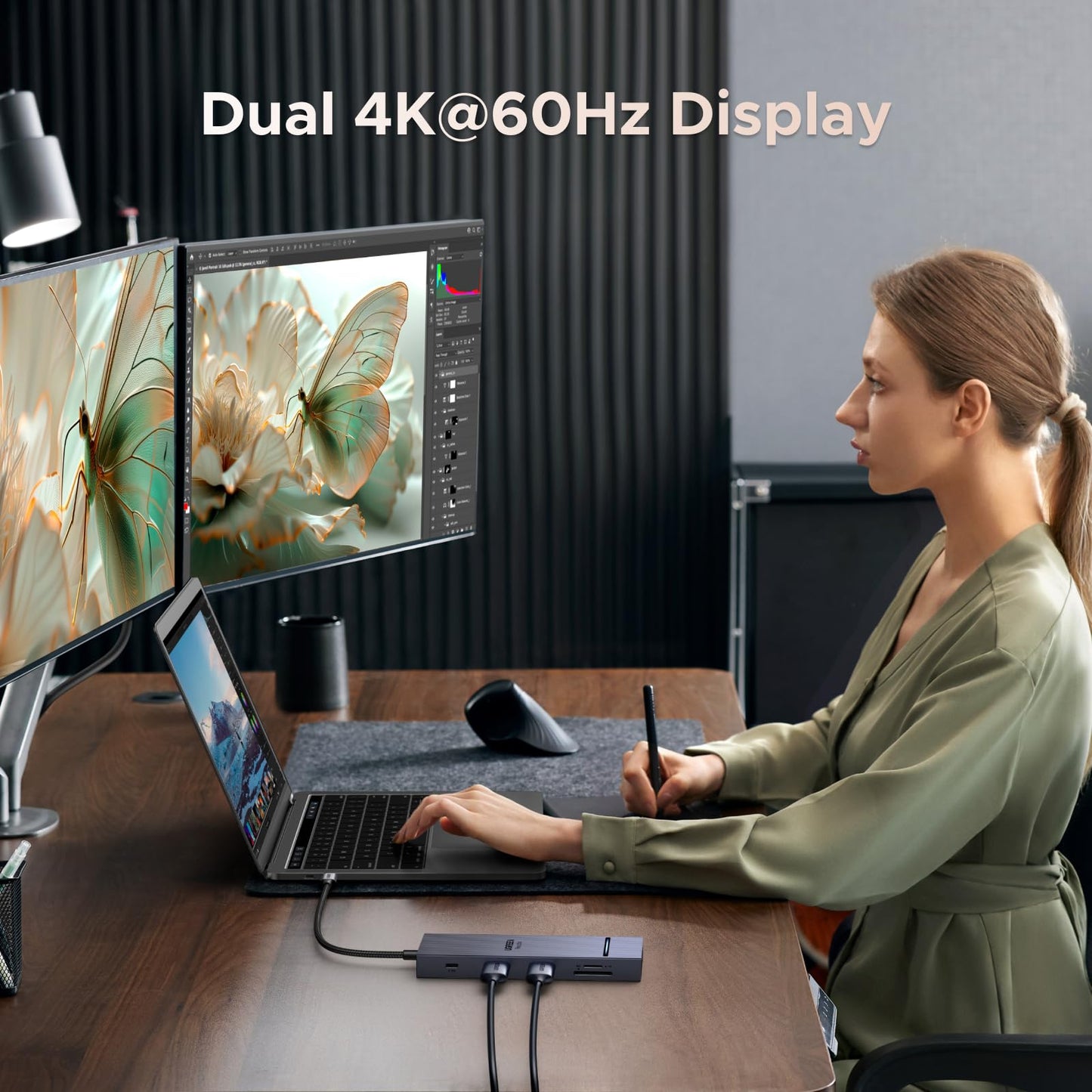 mousebows Revodok 10 in 1 USB C Docking Station Dual 4K Monitor