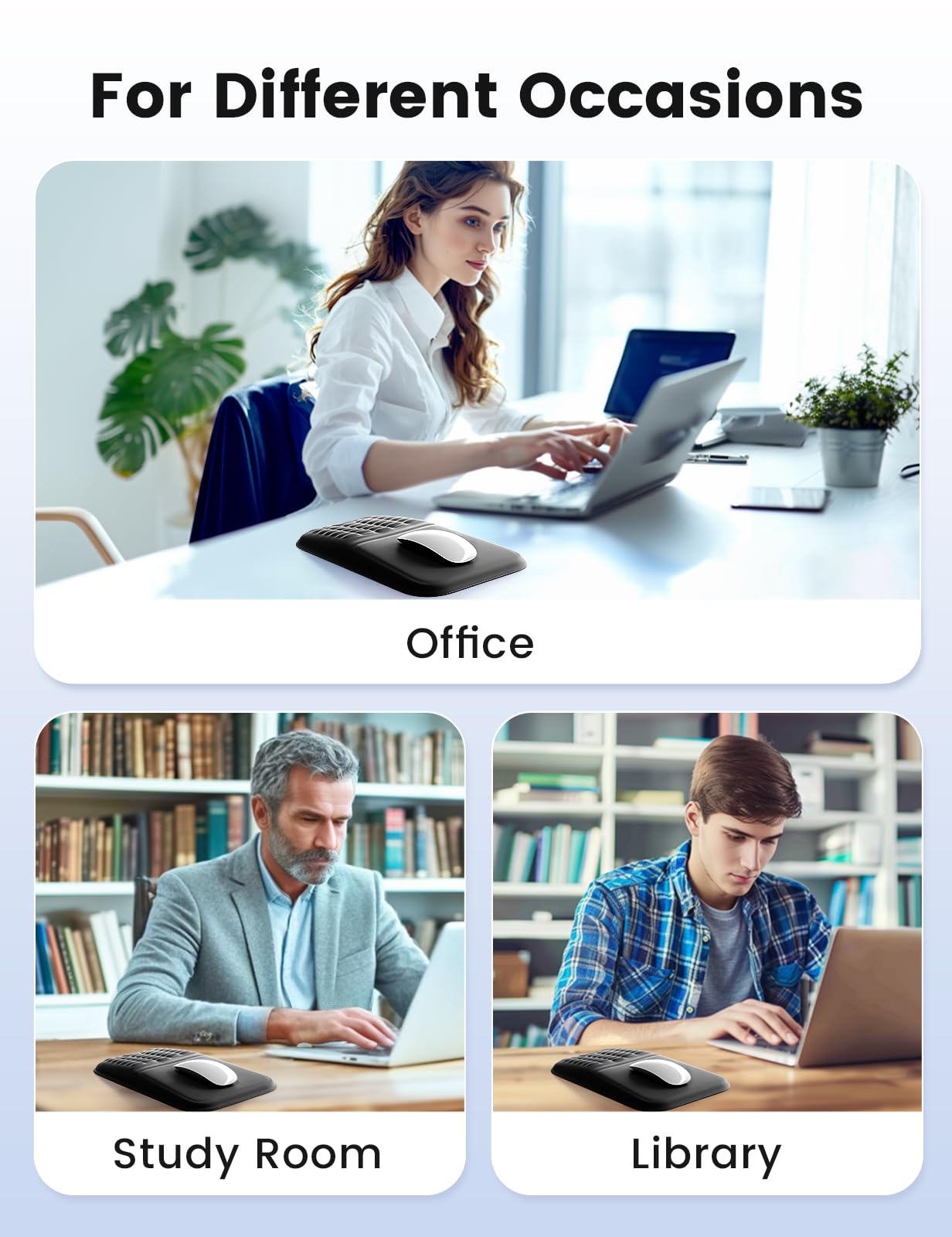 Vaydeer Ergonomic Mouse Pad with Wrist Rest – Memory Foam Mouse Pad with Wrist Support & Massage Bulge, Non-Slip PU Base, Relieves Carpal Tunnel Pain – Ideal Mouse Wrist Rest for Office & Home