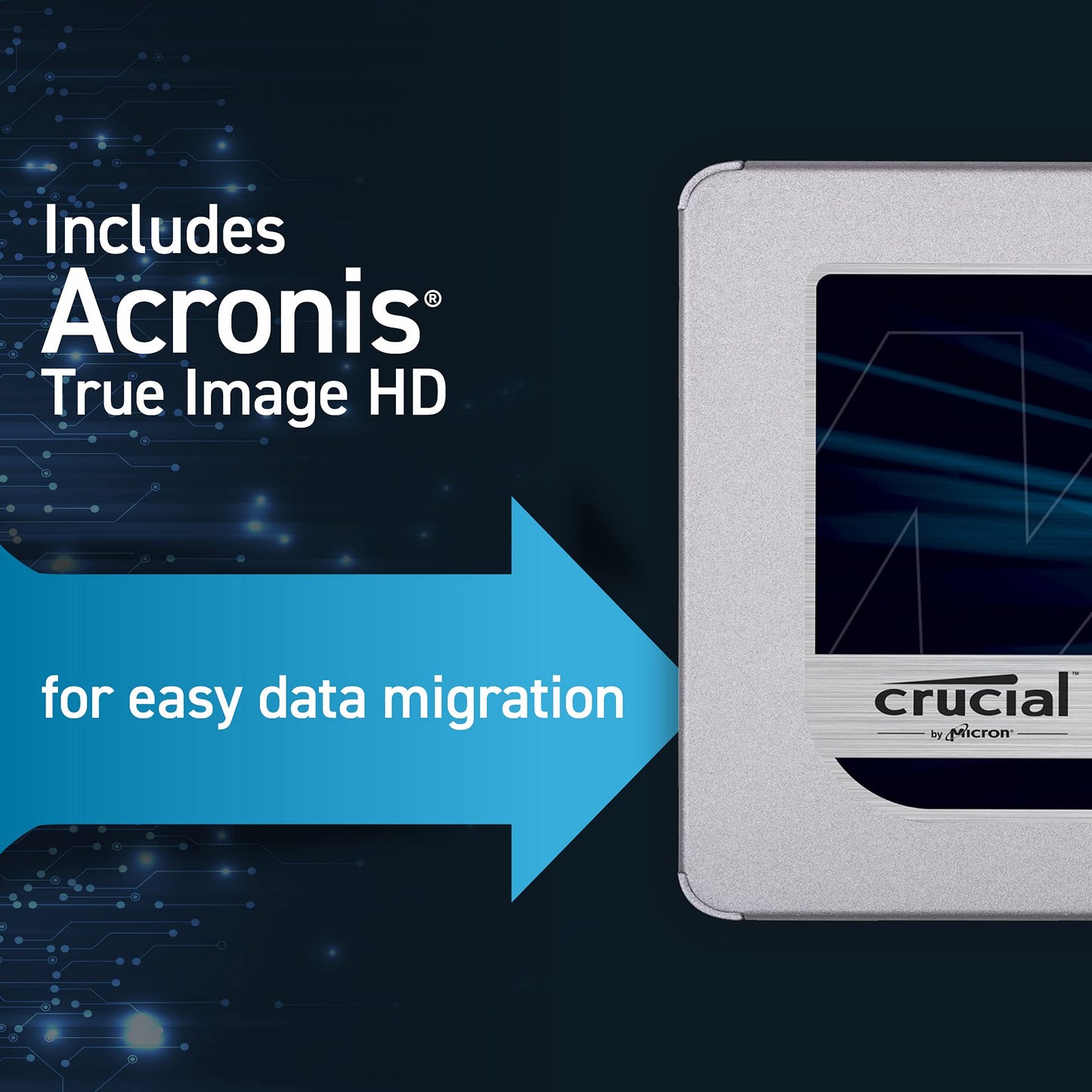 Crucial MX500 500 GB CT500MX500SSD1(Z)-Up to 560 MB/s (3D NAND, SATA, 2.5 Inch, Internal SSD), Metallique