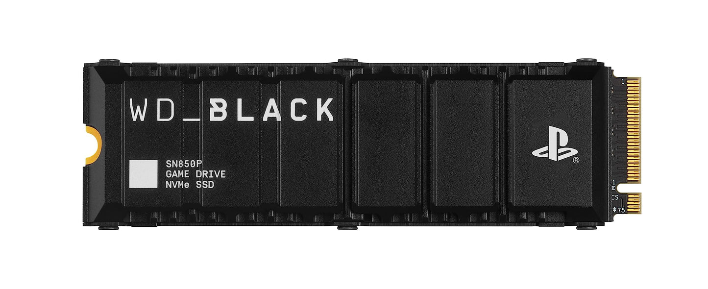 WD_BLACK SN850P 2TB PS5 SSD, Officially licensed for Playstation PS5 consoles, PS5 expansion card, Speeds up to 7300 MB/s, M.2 2280 PCIe NVMe, Exclusive Heatsink Design, Internal gaming SSD, Black