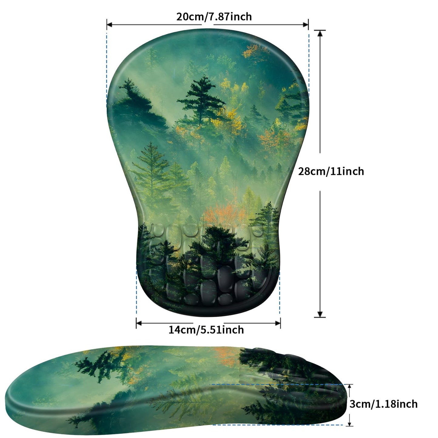 YIWEI Ergonomic Mouse Pad with Wrist Rest - Comfortable Office Mousepad with Memory Foam Wrist Support for Carpal Tunnel Relief, Mouse Pads with Non-Slip Base for Gaming and Home (Forest)