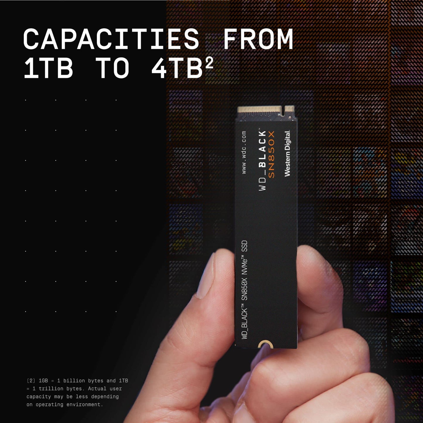 WD_BLACK SN850X 2TB SSD, M.2 2280 NVMe SSD, Read speeds up to 7300 MB/s, Write speeds up to 6,600 MB/s, Gaming Expansion SSD, PCIe Gen4 NVMe, High Performance Internal SSD, Black