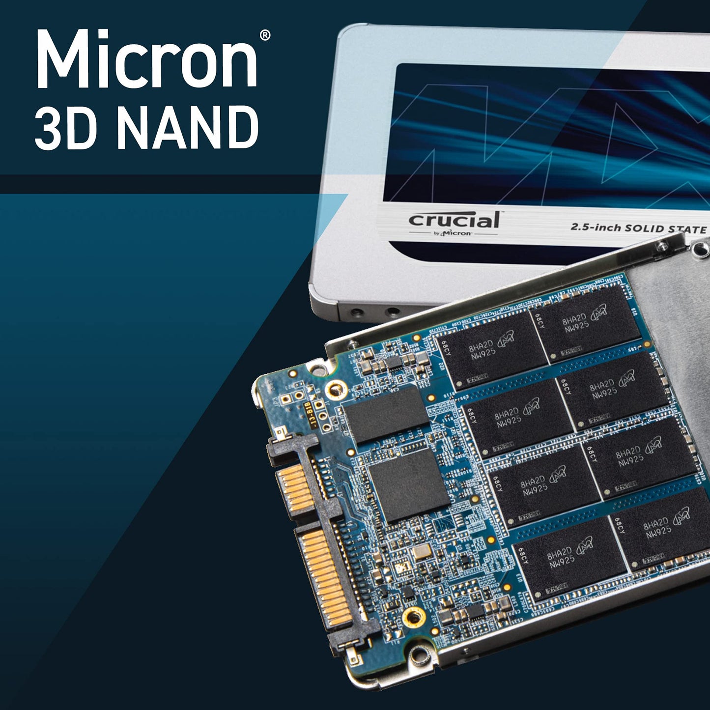 Crucial MX500 500 GB CT500MX500SSD1(Z)-Up to 560 MB/s (3D NAND, SATA, 2.5 Inch, Internal SSD), Metallique