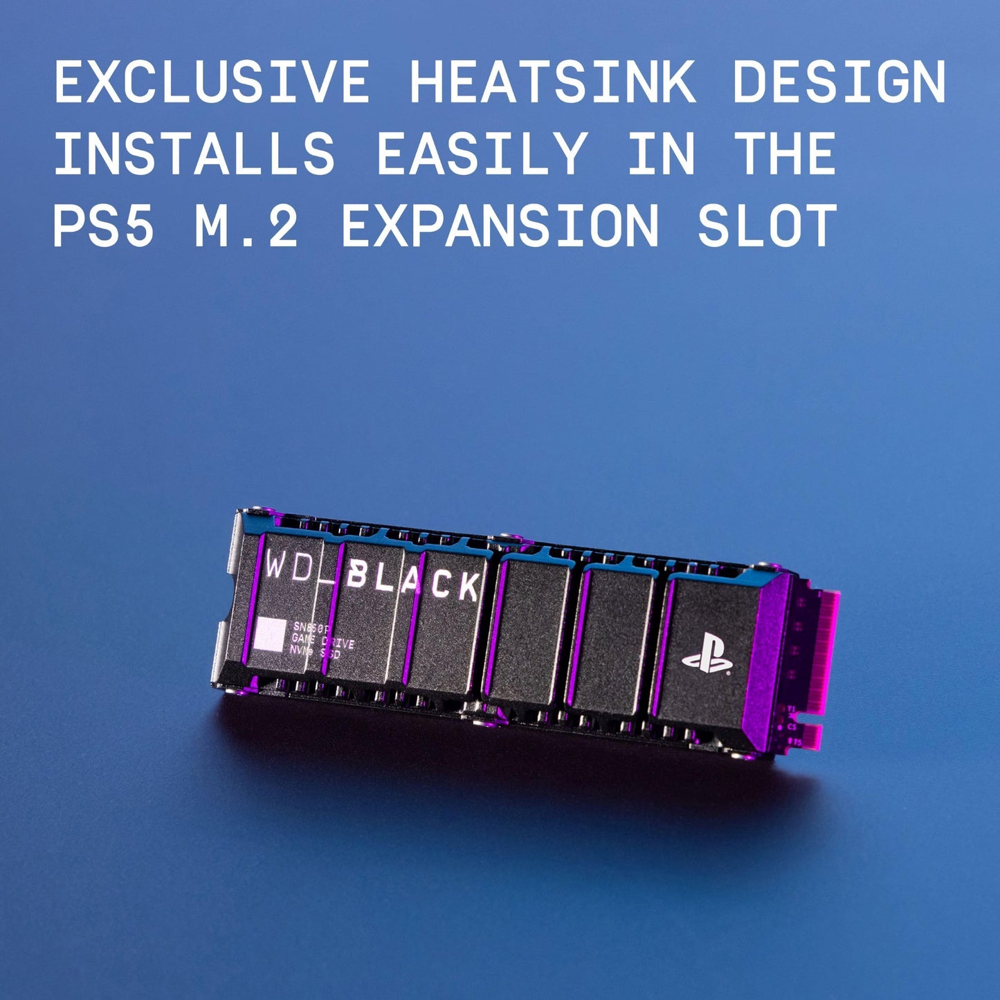 WD_BLACK SN850P 2TB PS5 SSD, Officially licensed for Playstation PS5 consoles, PS5 expansion card, Speeds up to 7300 MB/s, M.2 2280 PCIe NVMe, Exclusive Heatsink Design, Internal gaming SSD, Black