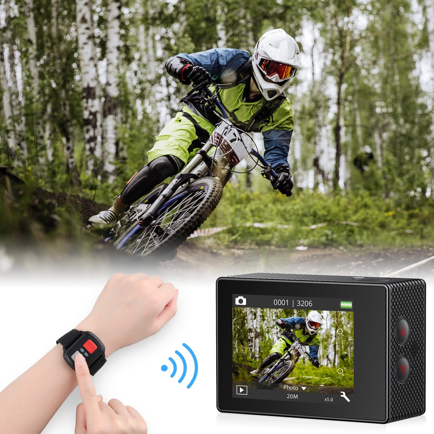 AKASO EK7000 Pro 4K Action Camera - Touch Screen EIS Adjustable View Angle 40m Waterproof Underwater Camera Remote Control Helmet Camera with Accessories Kit