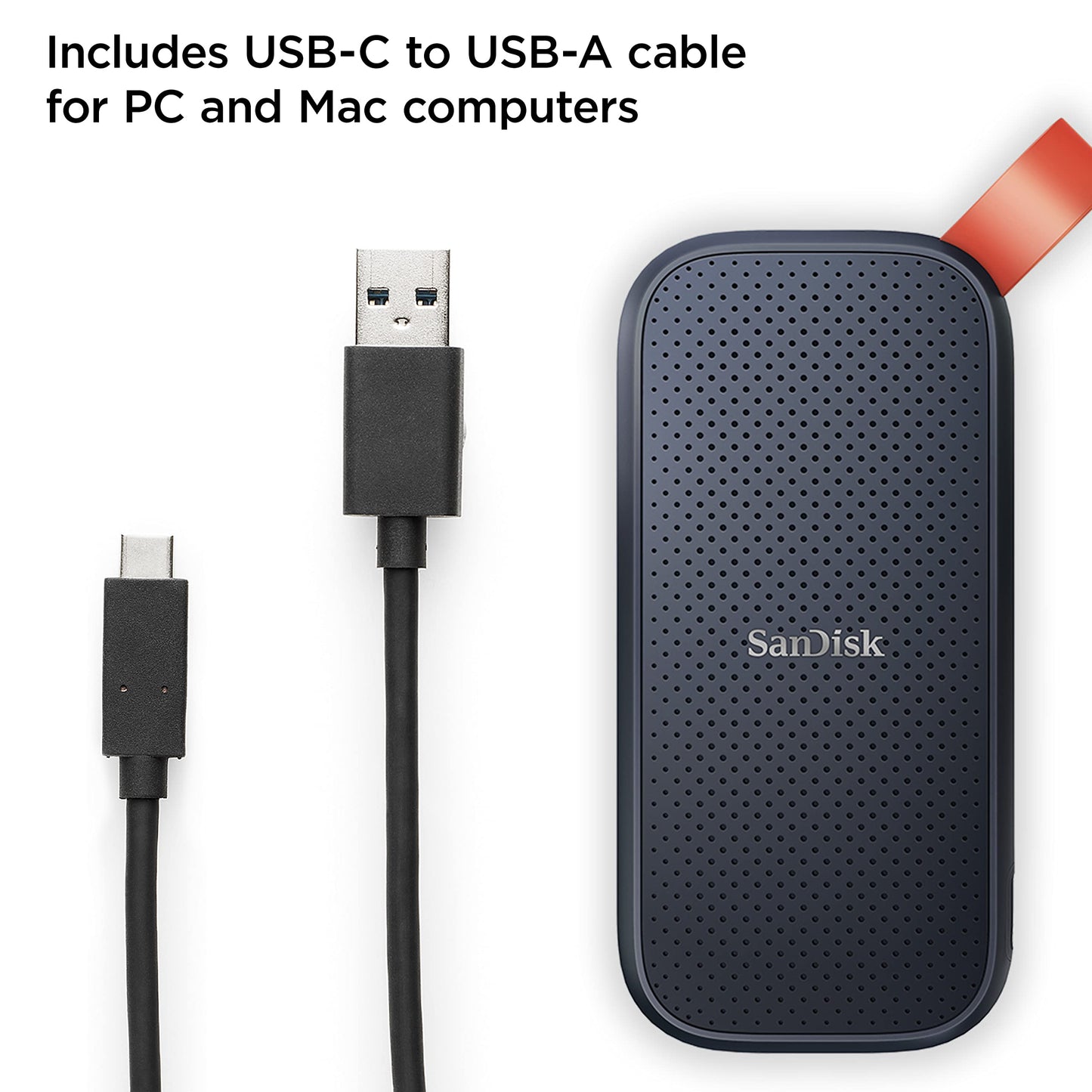 SanDisk 1TB Portable SSD, Read speeds up to 800 MB/s, USB 3.2 Gen 2, External Solid State Drive, Updated firmware, fastening loop made of durable rubber, Grey