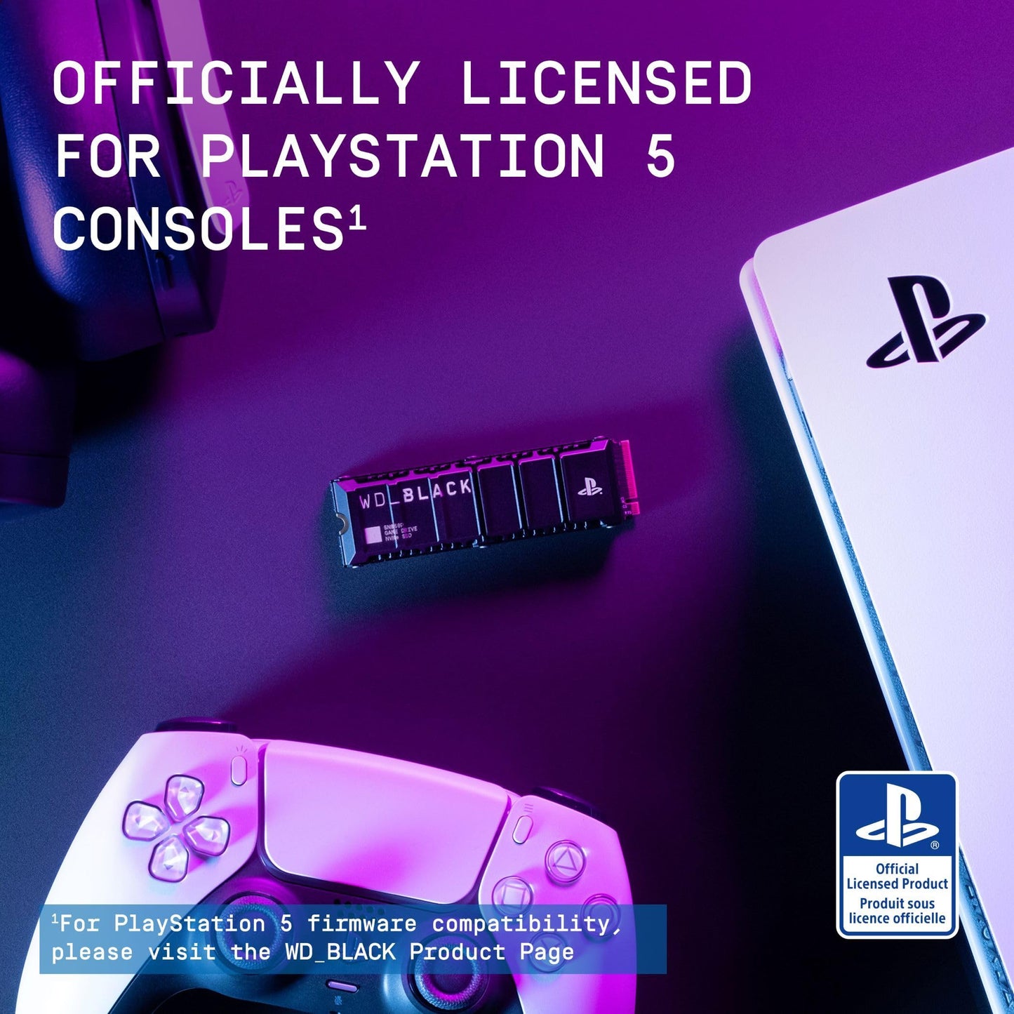 WD_BLACK SN850P 2TB PS5 SSD, Officially licensed for Playstation PS5 consoles, PS5 expansion card, Speeds up to 7300 MB/s, M.2 2280 PCIe NVMe, Exclusive Heatsink Design, Internal gaming SSD, Black