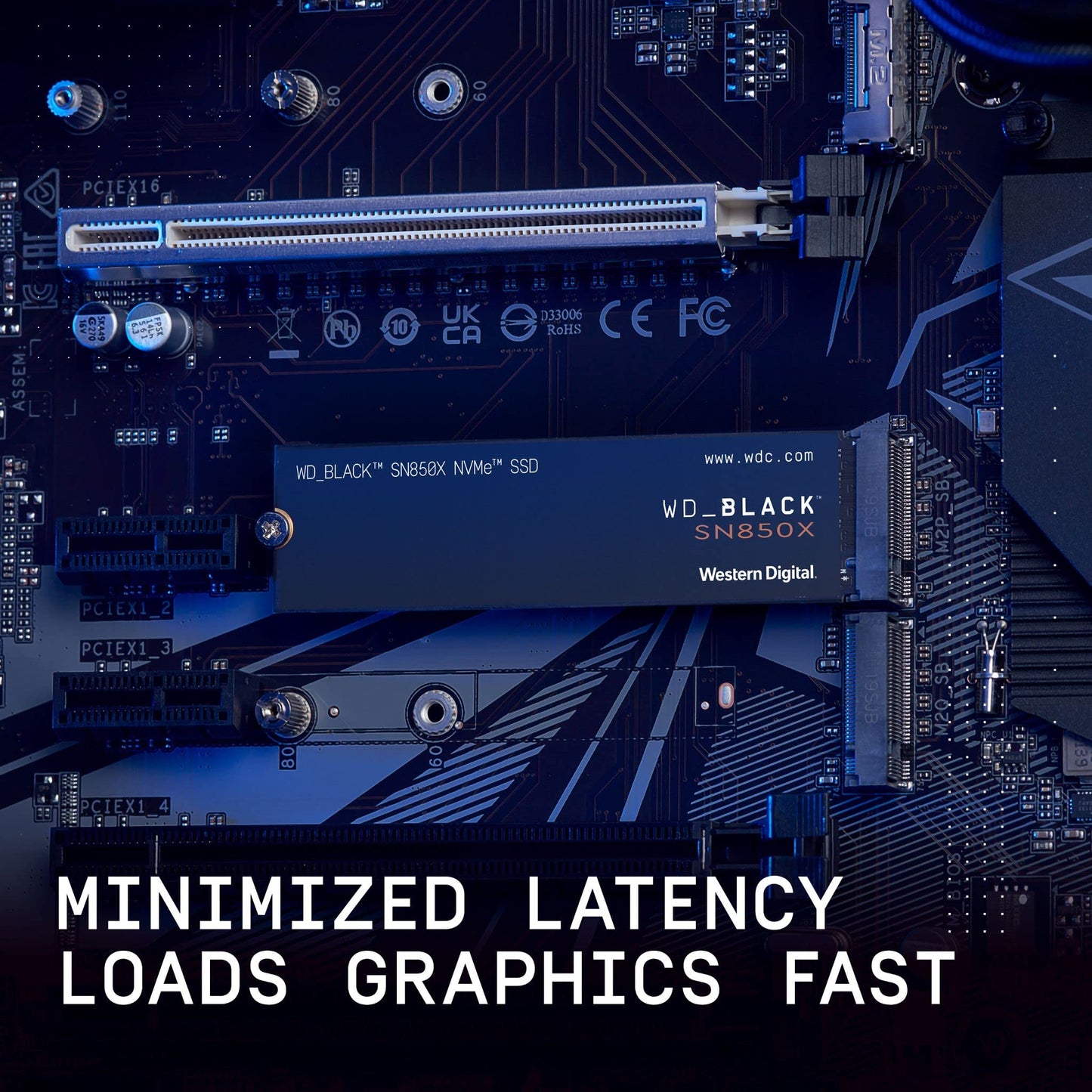WD_BLACK SN850X 2TB SSD, M.2 2280 NVMe SSD, Read speeds up to 7300 MB/s, Write speeds up to 6,600 MB/s, Gaming Expansion SSD, PCIe Gen4 NVMe, High Performance Internal SSD, Black