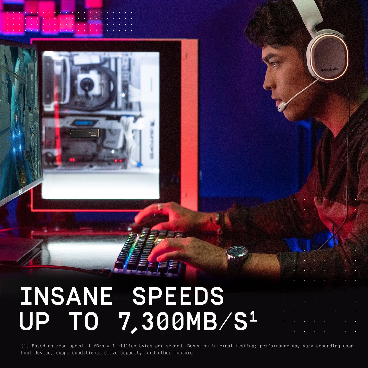 WD_BLACK SN850X 2TB SSD, M.2 2280 NVMe SSD, Read speeds up to 7300 MB/s, Write speeds up to 6,600 MB/s, Gaming Expansion SSD, PCIe Gen4 NVMe, High Performance Internal SSD, Black