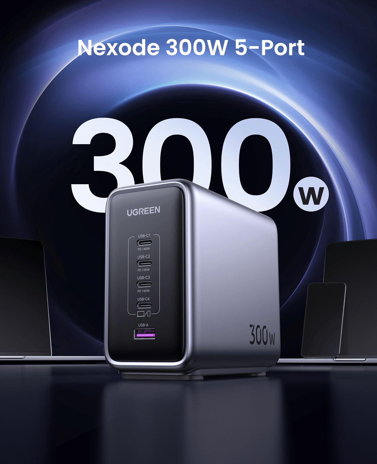 (Bundle) Nexode 300W Charger + 6.6FT 100W USB-C Cable 2 Pack