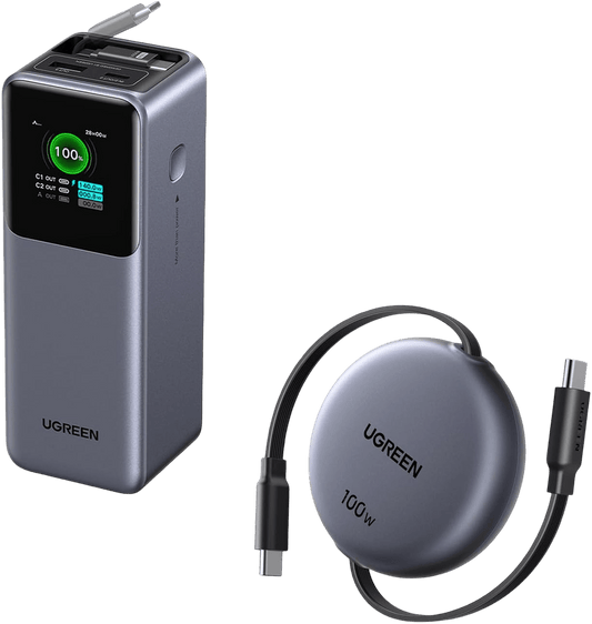 (Bundle) mousebows Nexode 20000mAh 165W Power Bank + 100W Retractable USB-C Cable